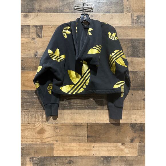 Adidas Women’s Small Crop Hoodie – Large Gold Logo - Picture 6 of 10